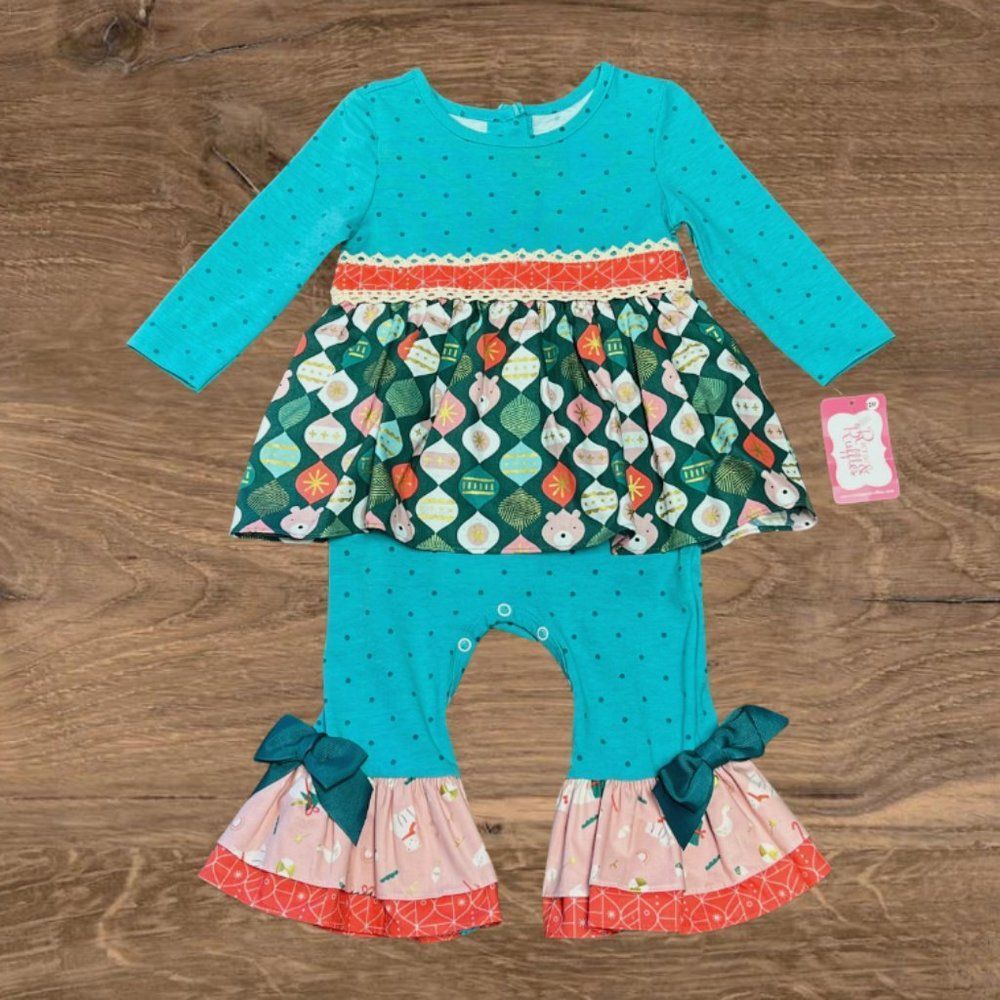 NWT Ricrac & Ruffles Not Even A Mouse Skirted Romper Christmas - Sz 12 Months
